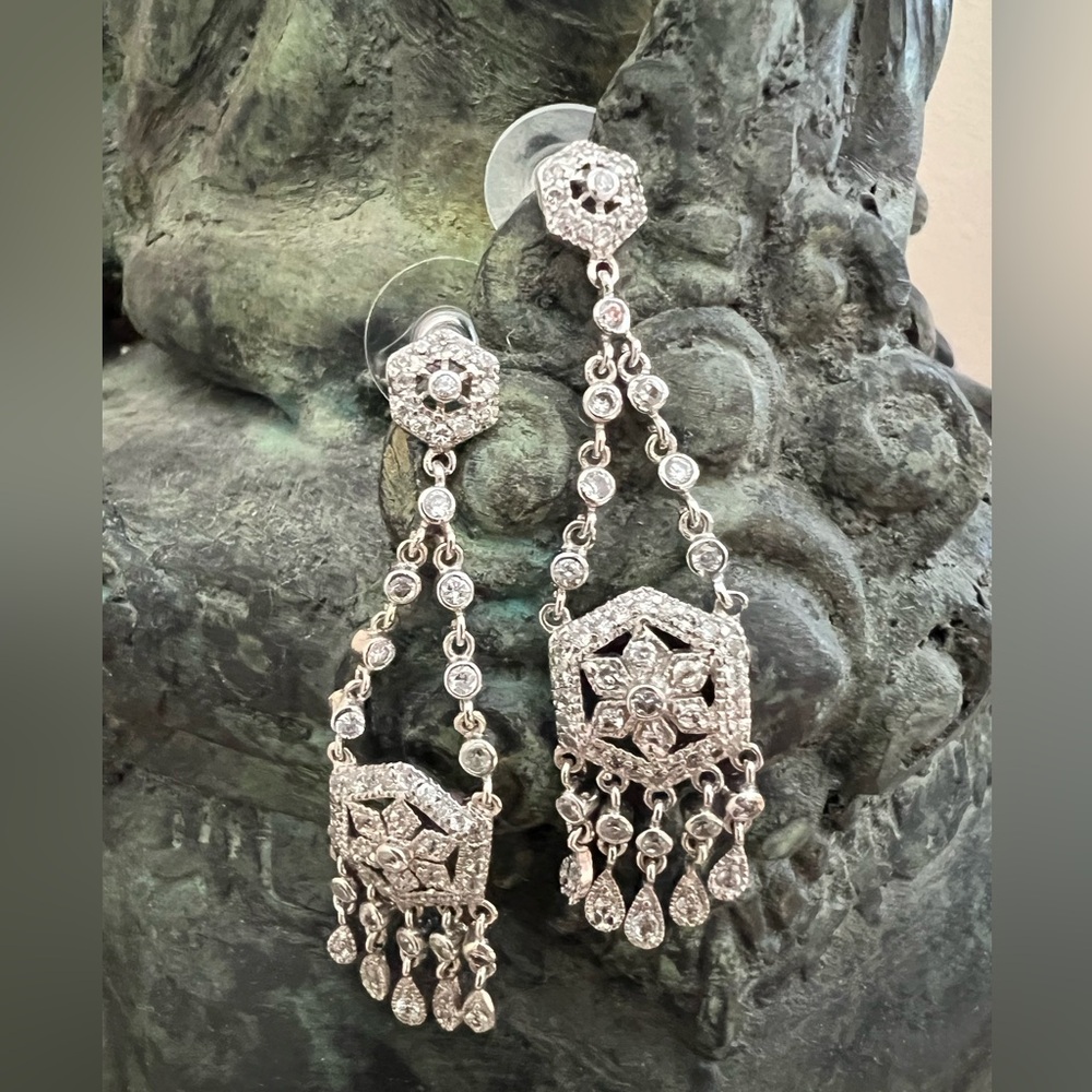 Nadri silver and crystal chandelier earrings.  Gorgeous. Great quality.  EUC